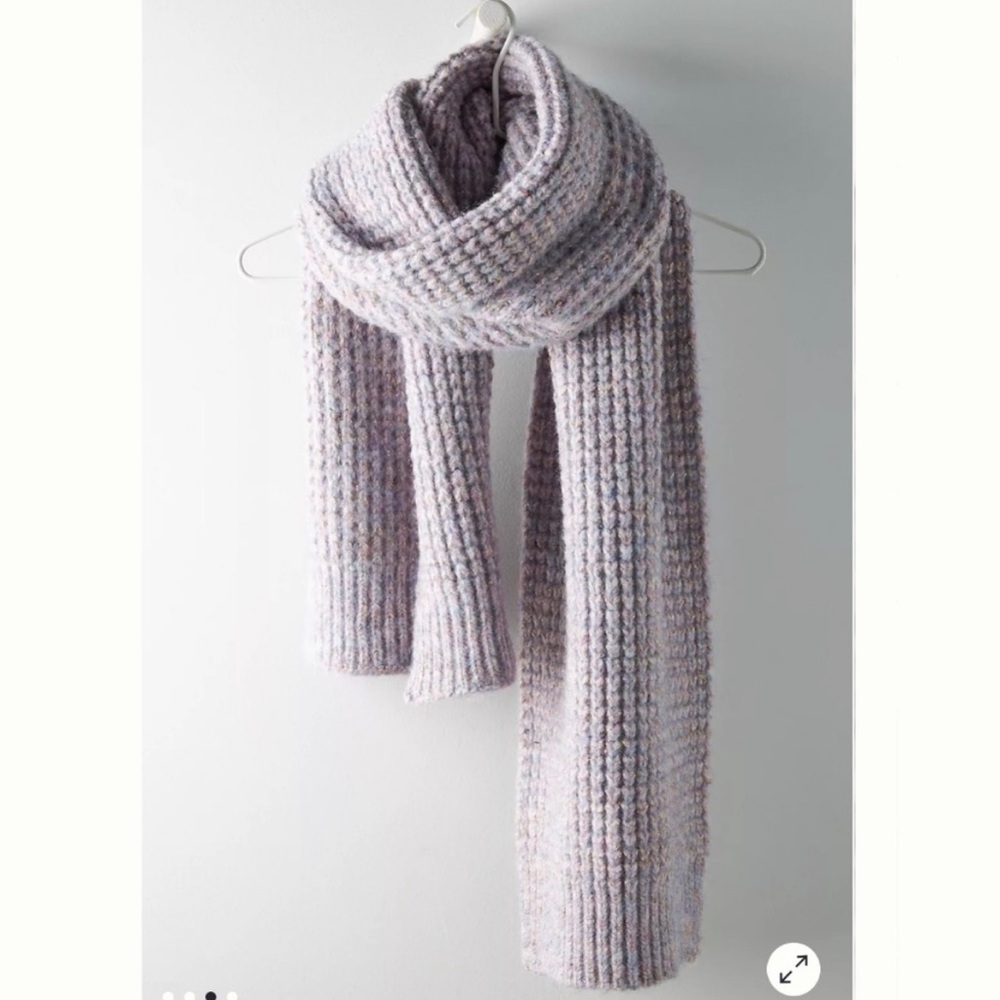 Anthropologie Maeve Chunky Knit Metallic Scarf Purple